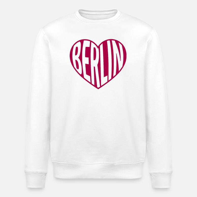 Berlin Herz Typografie - Stanley/Stella Unisex Bio-Sweatshirt ROLLER - Weiß