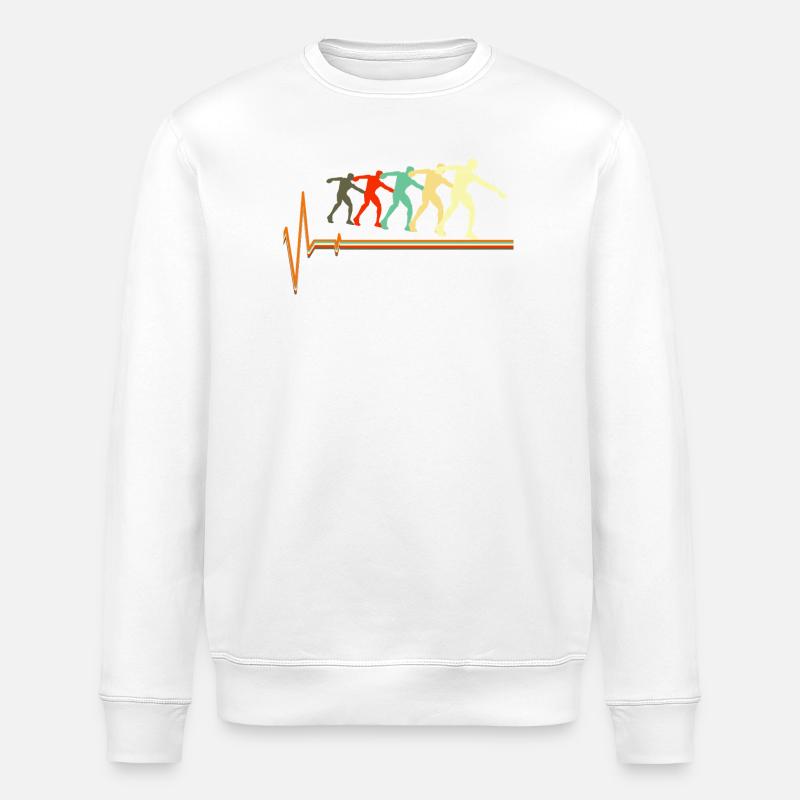 Shot Put Evolution Retro Herzschlag Pulskunst - Stanley/Stella Unisex Bio-Sweatshirt ROLLER - Weiß