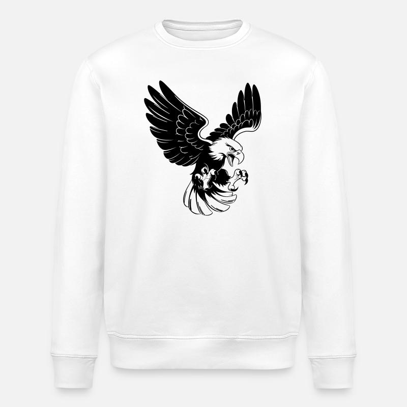 Eagle in attack – tattoo style - Stanley/Stella ROLLER Unisex Organic Sweatshirt - white
