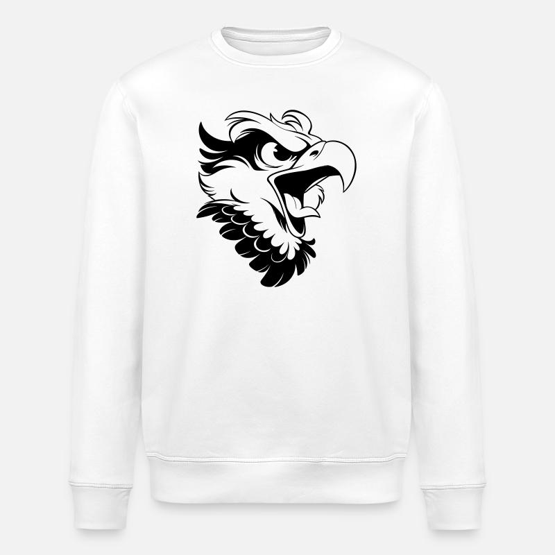 Angry Eagle Head – Tattoo Look - Stanley/Stella ROLLER Unisex Organic Sweatshirt - white