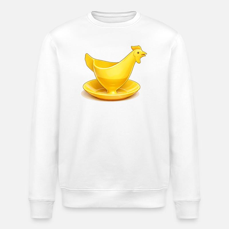 Yellow GDR egg cup, Ostalgie - Stanley/Stella ROLLER Unisex Organic Sweatshirt - white