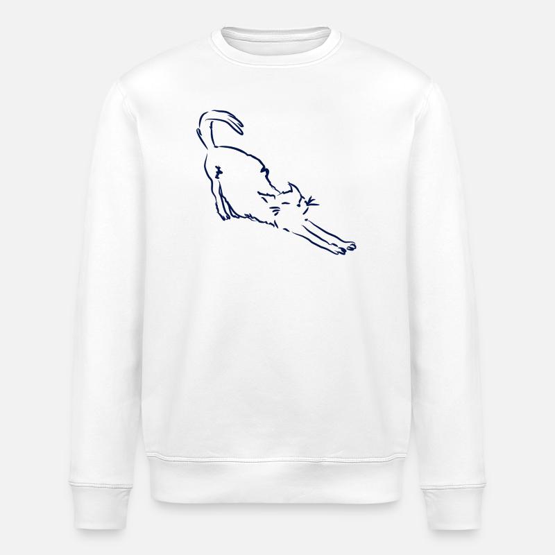 Katze streckt sich - Stanley/Stella Unisex Bio-Sweatshirt ROLLER - Weiß
