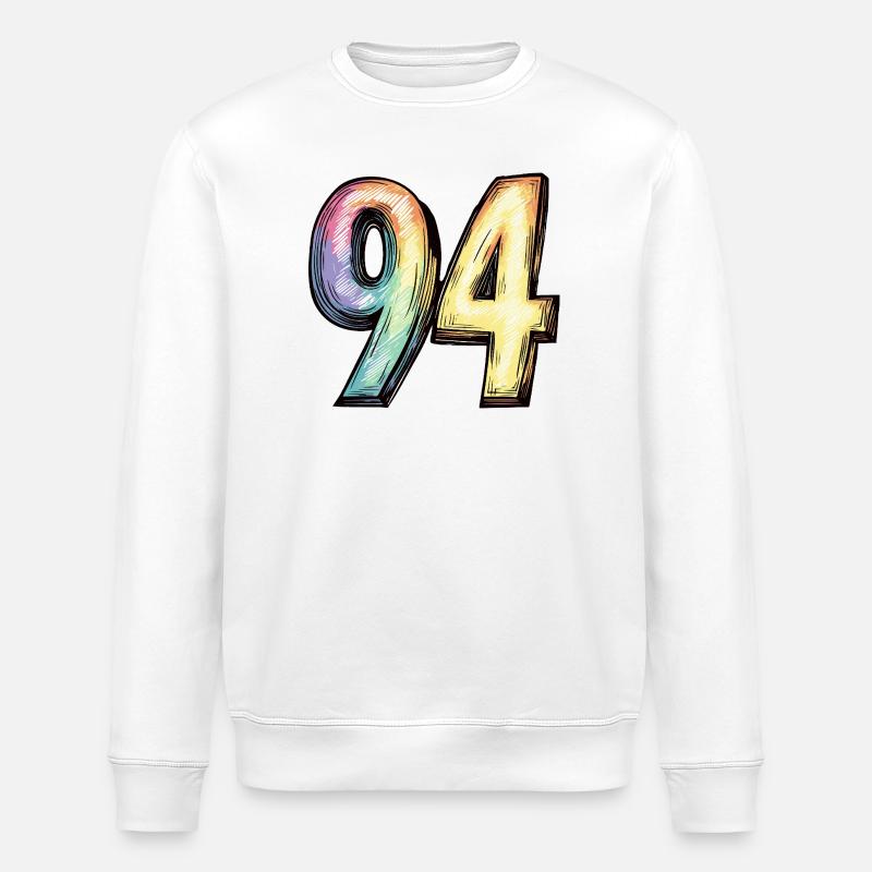 94 Zahl Bunt - Stanley/Stella Unisex Bio-Sweatshirt ROLLER - Weiß