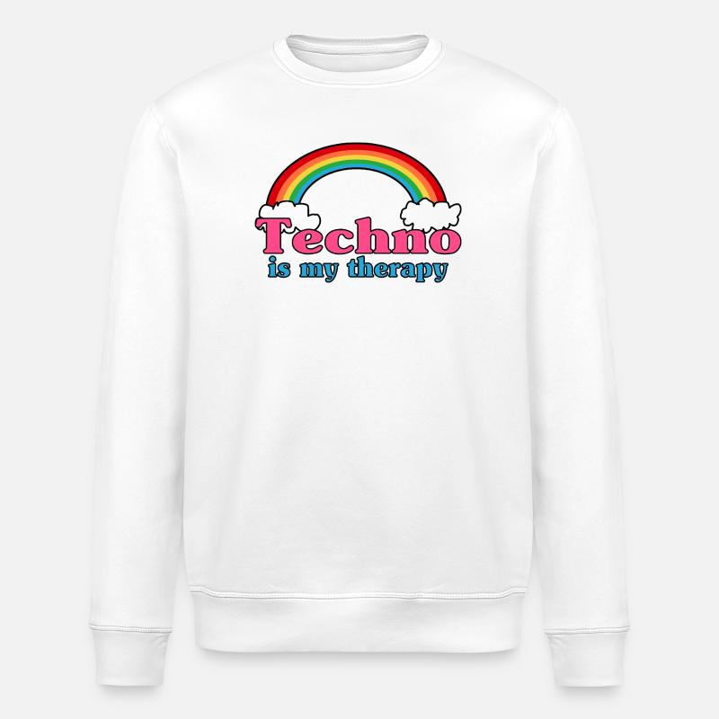Techno Regenbogen - Stanley/Stella Unisex Bio-Sweatshirt ROLLER - Weiß