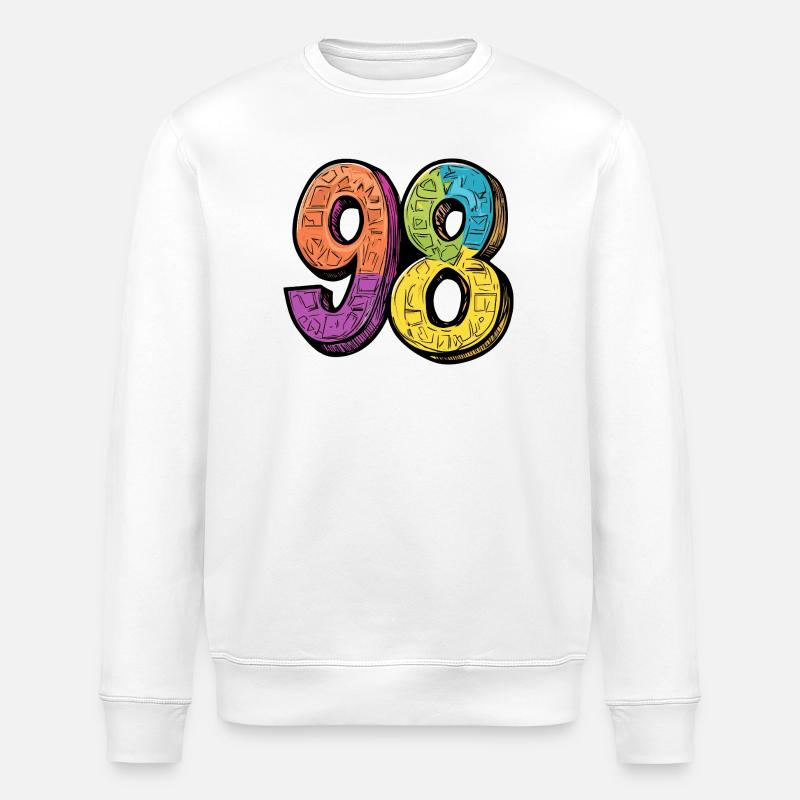 98 Zahl Bunt - Stanley/Stella Unisex Bio-Sweatshirt ROLLER - Weiß
