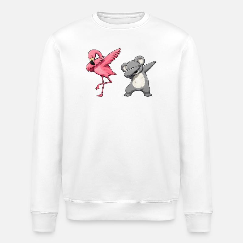 Flamingo Koala Dab Duo - Stanley/Stella ROLLER Unisex Organic Sweatshirt - white