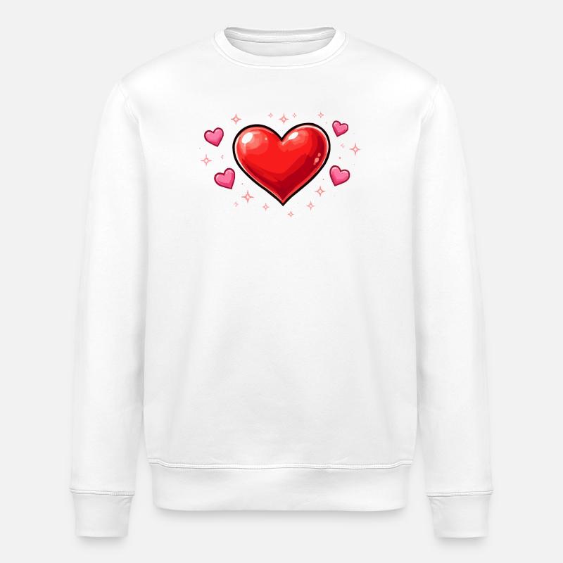 Glitter Heart Love Pattern - Stanley/Stella ROLLER Unisex Organic Sweatshirt - white