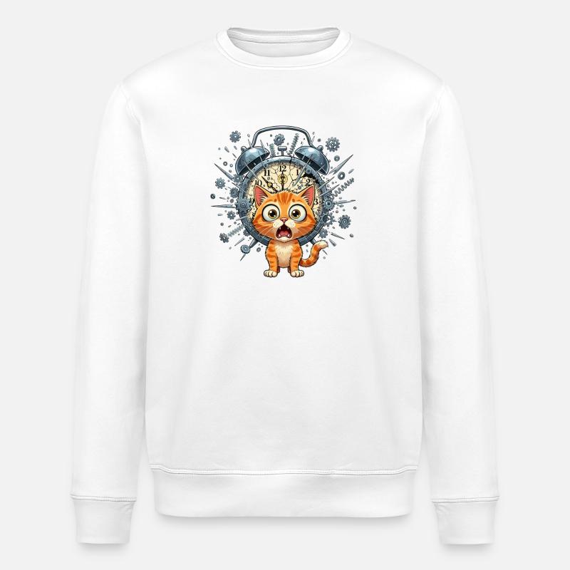 Chat steampunk devant Clockwork - Sweat bio ROLLER Stanley/Stella Unisexe - blanc