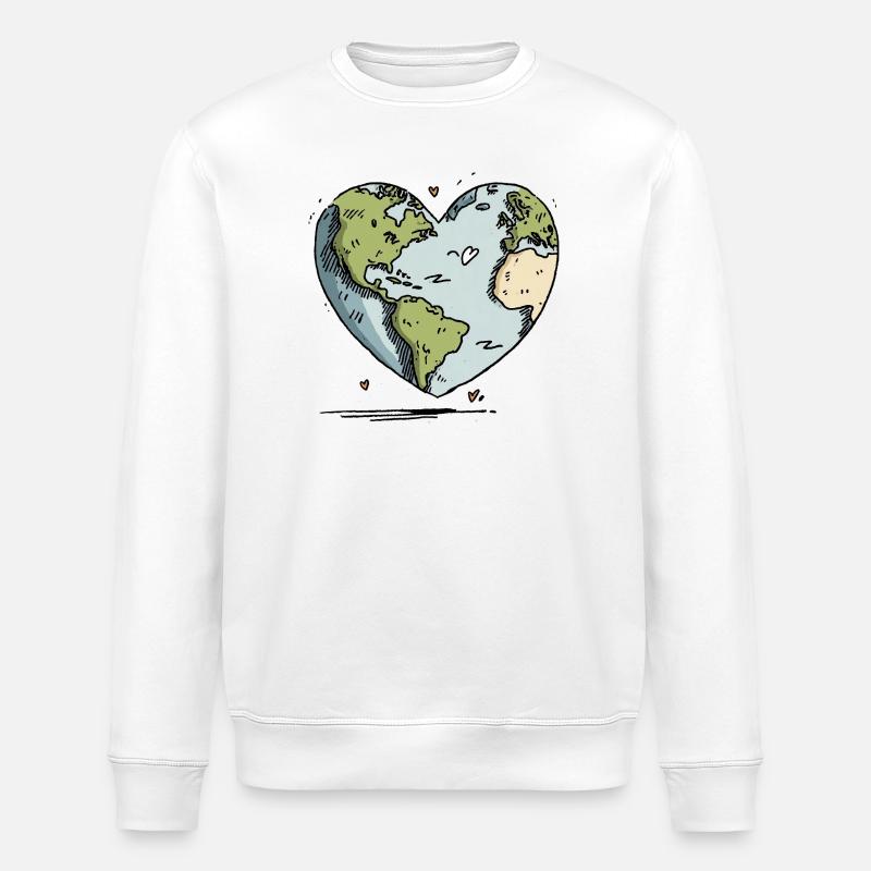Herz der Erde Globus - Stanley/Stella Unisex Bio-Sweatshirt ROLLER - Weiß