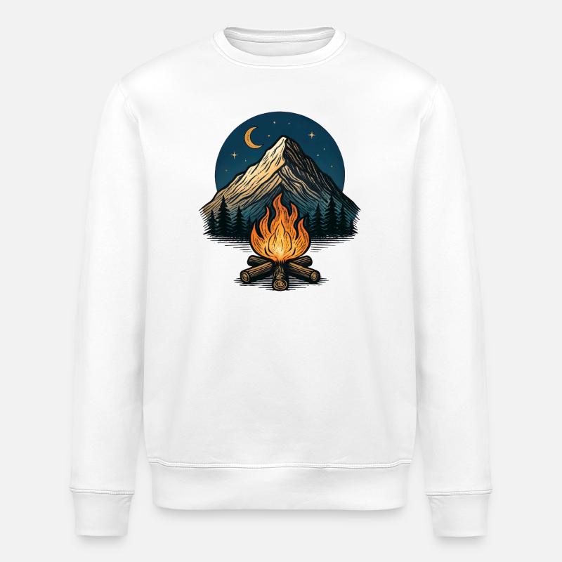Bergmond Lagerfeuer Nacht - Stanley/Stella Unisex Bio-Sweatshirt ROLLER - Weiß