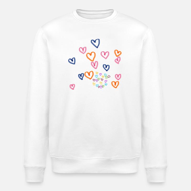 Bunte Herzenreihe Muster - Stanley/Stella Unisex Bio-Sweatshirt ROLLER - Weiß