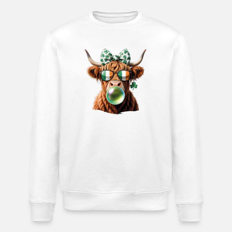 Irish Cow Bubble Sunglasses - Stanley/Stella Unisex Bio-Sweatshirt ROLLER - Weiß
