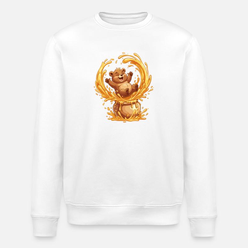 Honey-loving bear in the cauldron - Stanley/Stella ROLLER Unisex Organic Sweatshirt - white