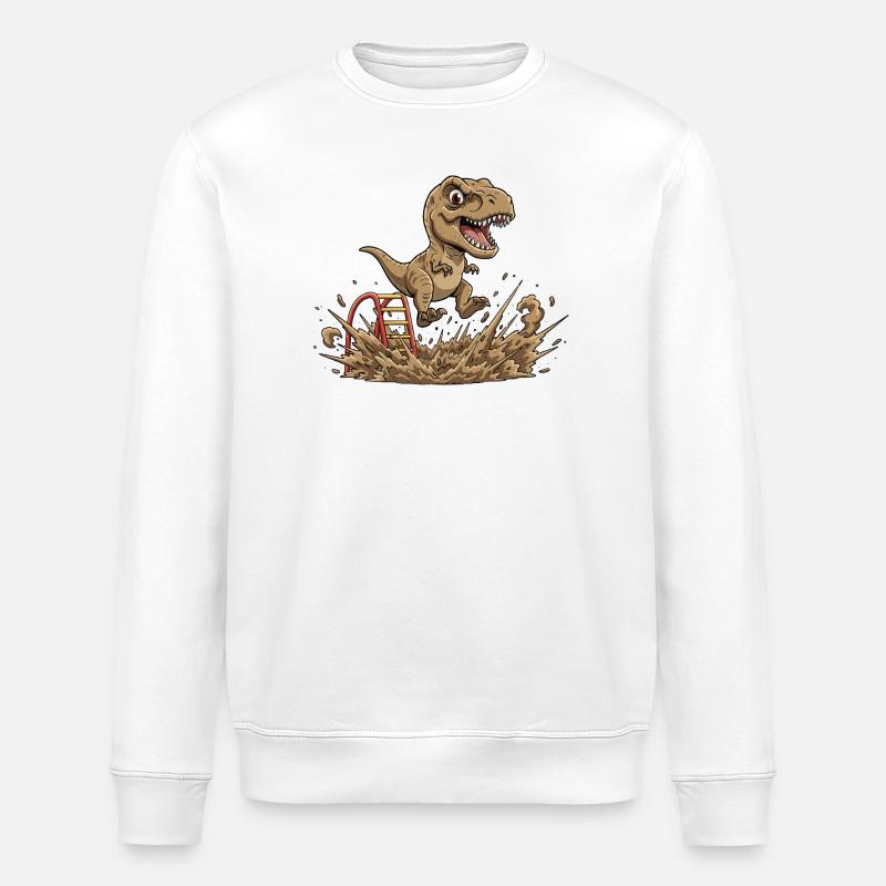 Dino saute dans la boue - Sweat bio ROLLER Stanley/Stella Unisexe - blanc