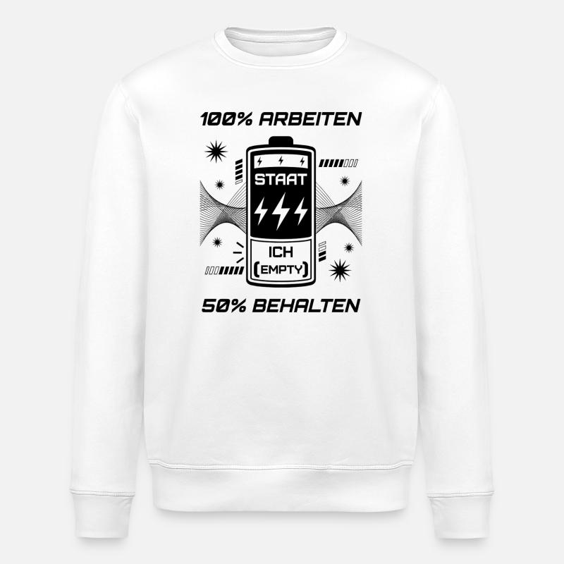 100% Arbeiten 50% Behalten - Stanley/Stella Unisex Bio-Sweatshirt ROLLER - Weiß