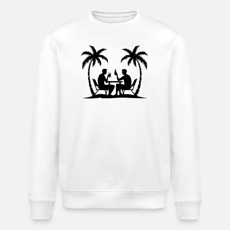 Palm Trees Party Holiday Silhouette - Stanley/Stella ROLLER Unisex Organic Sweatshirt - white