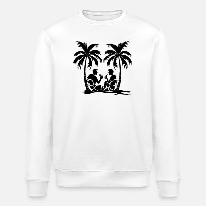 Palm Trees Party Holiday Silhouette - Stanley/Stella ROLLER Unisex Organic Sweatshirt - white