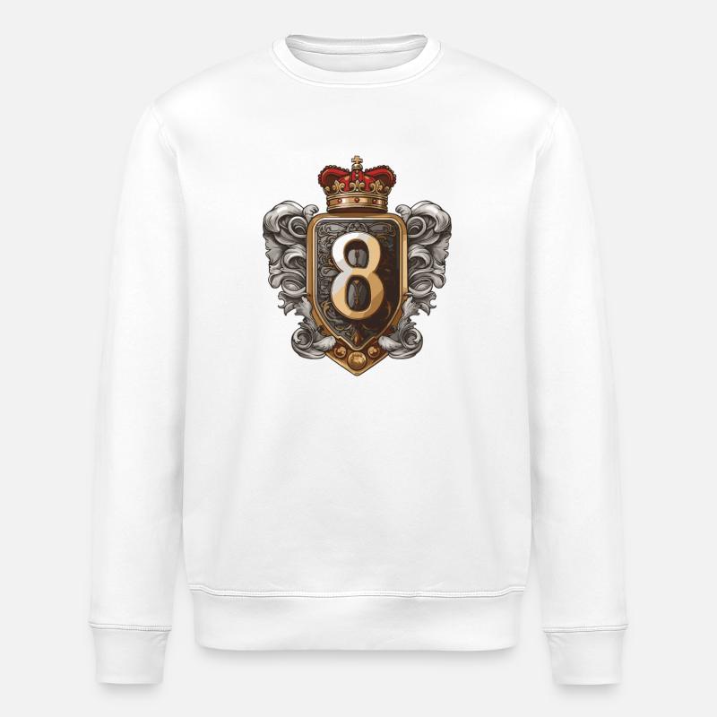 8 Zahl Wappen - Stanley/Stella Unisex Bio-Sweatshirt ROLLER - Weiß