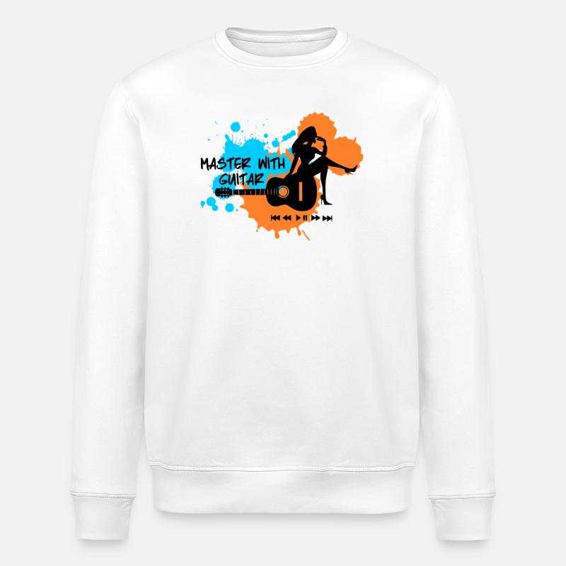 Master with guitar - Blau Orange - Stanley/Stella Unisex Bio-Sweatshirt ROLLER - Weiß