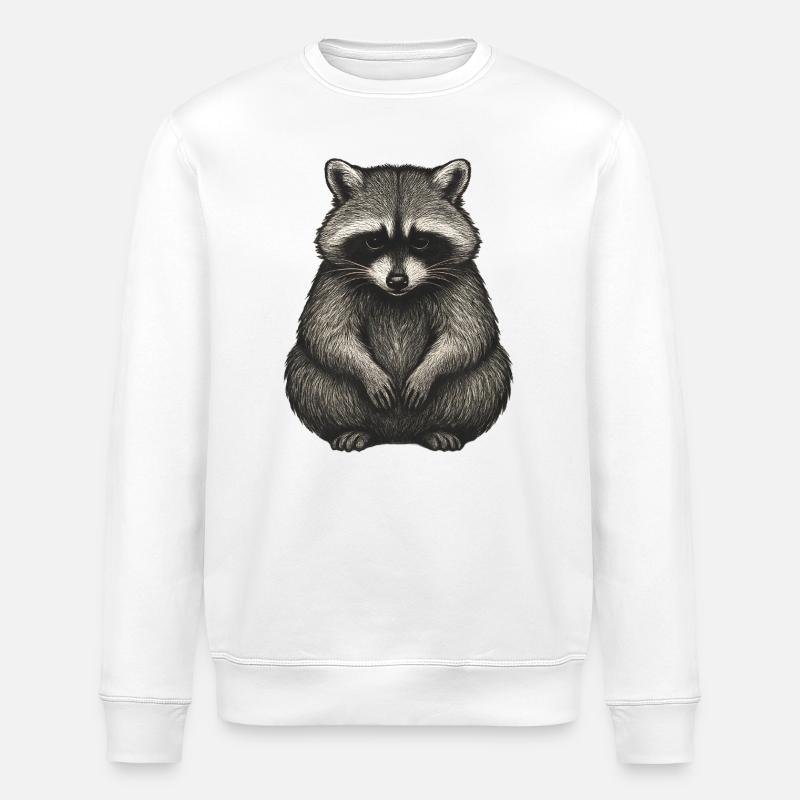 Schatten Waschbär Illustration - Stanley/Stella Unisex Bio-Sweatshirt ROLLER - Weiß