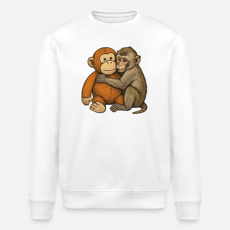 A embrassé l’amitié des singes - Sweat bio ROLLER Stanley/Stella Unisexe - blanc