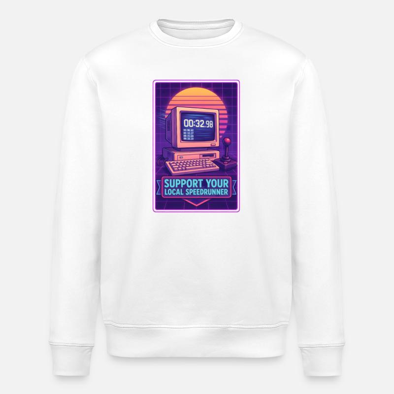 Support Speedrunners | Retro Gaming Timer - Stanley/Stella ROLLER Unisex Organic Sweatshirt - white