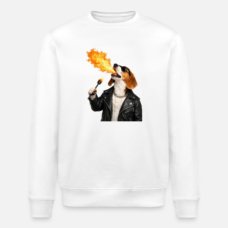 Motif du chien de feu - Sweat bio ROLLER Stanley/Stella Unisexe - blanc