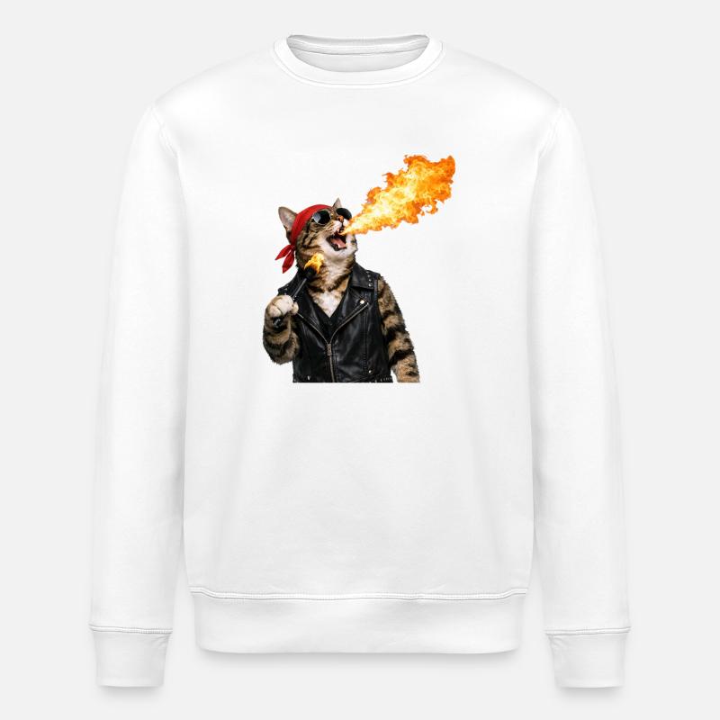 Fire Cat Biker Look - Sweat bio ROLLER Stanley/Stella Unisexe - blanc