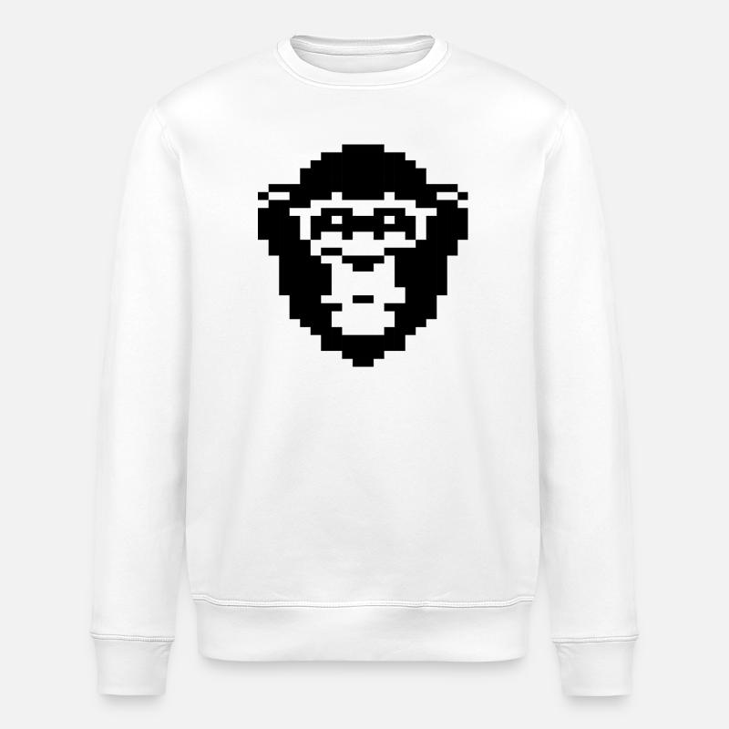 Conception du visage de singe pixelisé - Sweat bio ROLLER Stanley/Stella Unisexe - blanc