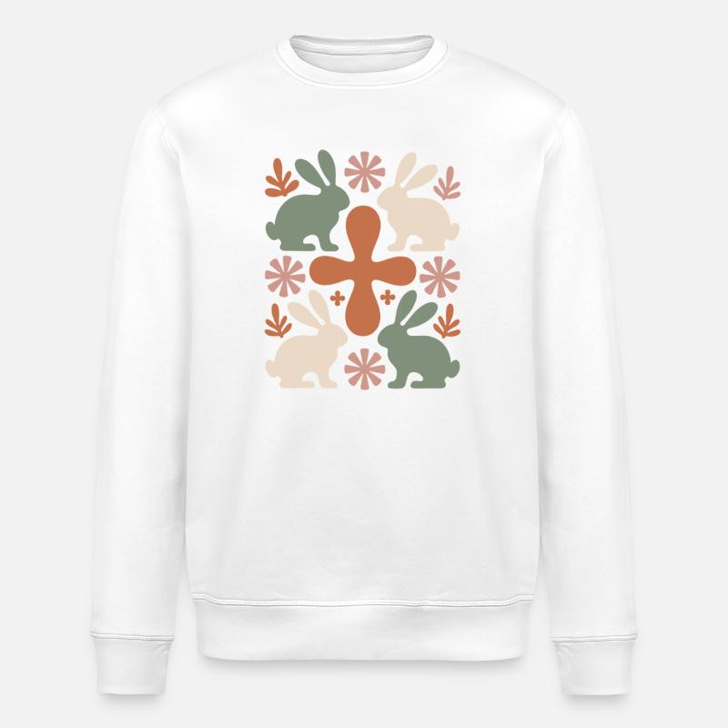 Easter Bunny Cross Pattern - Stanley/Stella ROLLER Unisex Organic Sweatshirt - white