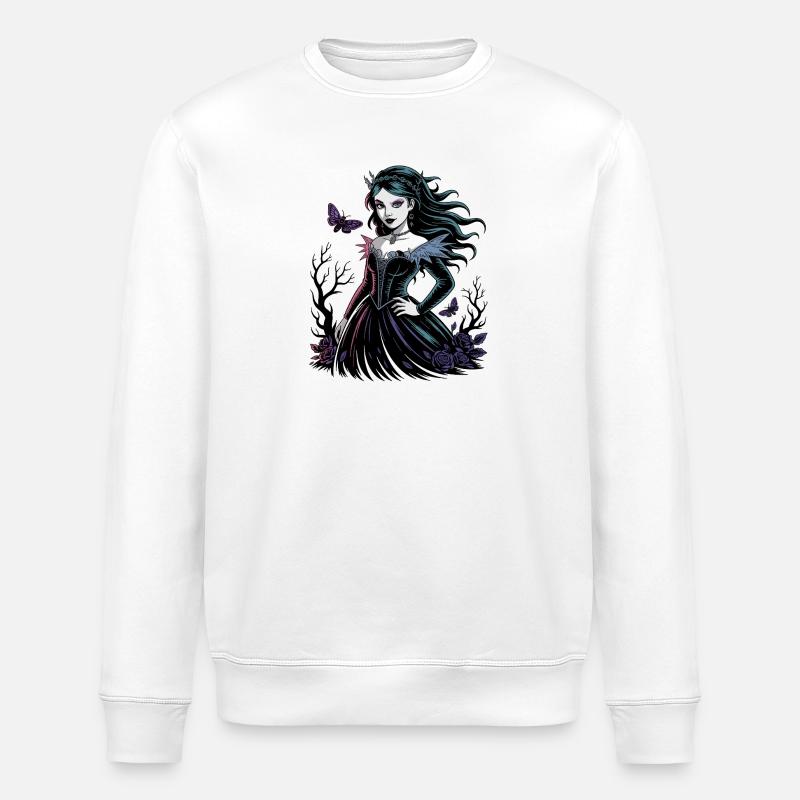 Dark Blossoms Gothic Lady - Stanley/Stella ROLLER Unisex Organic Sweatshirt - white