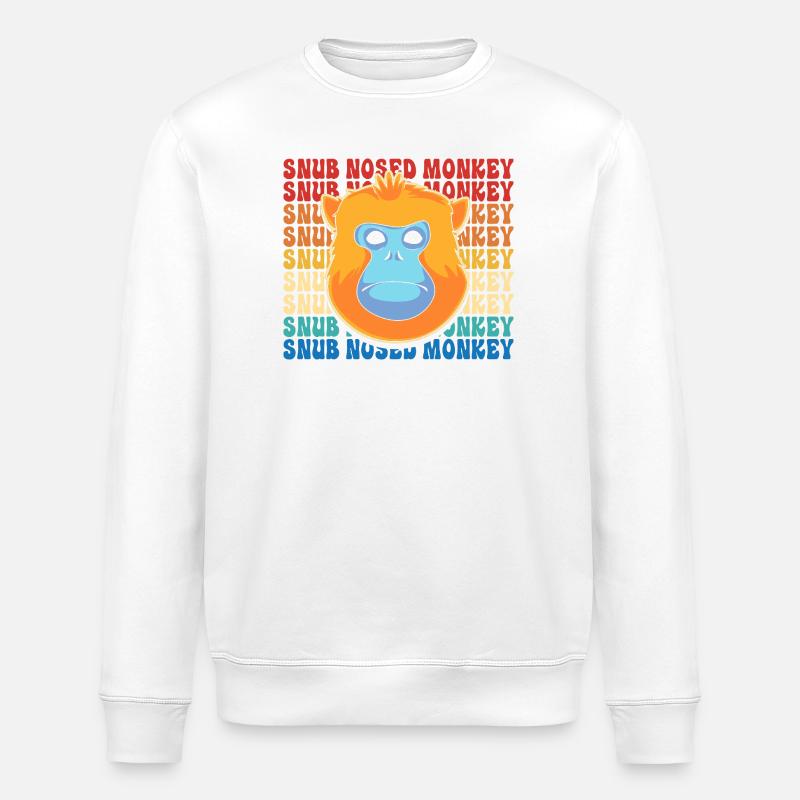 Stupsnasenaffe Affe Schimpanse - Stanley/Stella Unisex Bio-Sweatshirt ROLLER - Weiß