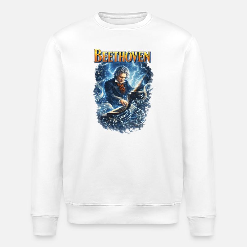 Beethoven Kraft : Piano électrisant - Sweat bio ROLLER Stanley/Stella Unisexe - blanc