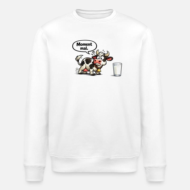 Moment Kuh lustiger Spruch Geschenk - Stanley/Stella Unisex Bio-Sweatshirt ROLLER - Weiß