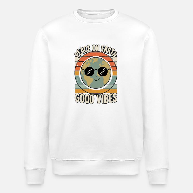 Peace on Earth Retro - Stanley/Stella Unisex Bio-Sweatshirt ROLLER - Weiß
