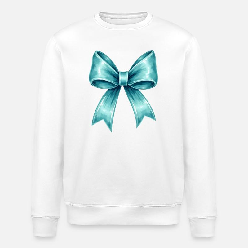 Turquoise bow - Stanley/Stella ROLLER Unisex Organic Sweatshirt - white