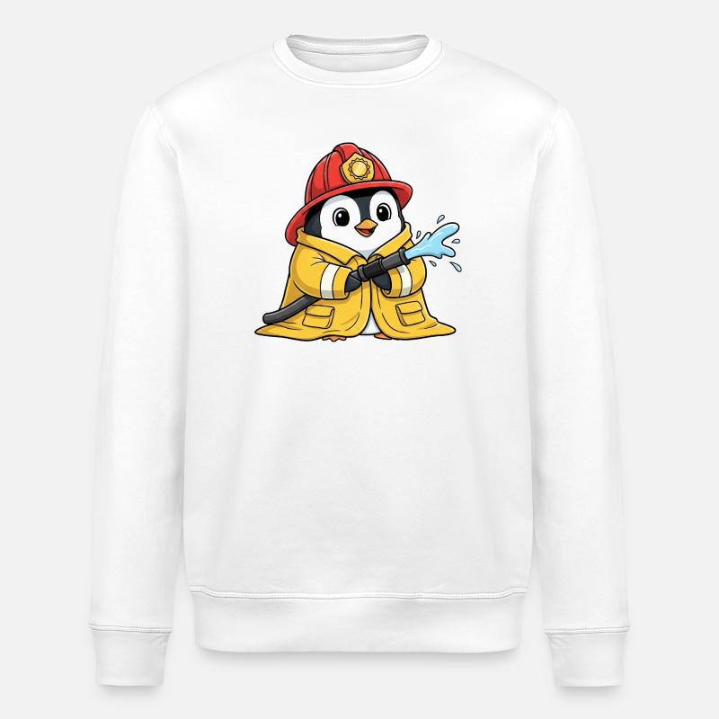 Molliger Pinguin Feuerwehrmann Freiwillige  - Stanley/Stella Unisex Bio-Sweatshirt ROLLER - Weiß