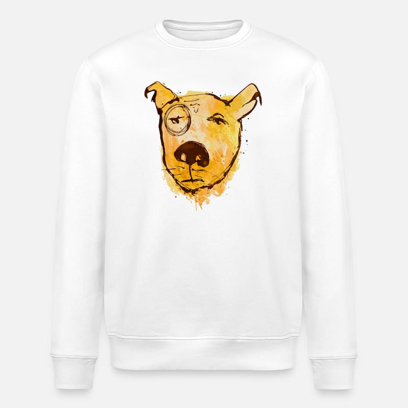Chien aquarelle avec monocle - Sweat bio ROLLER Stanley/Stella Unisexe - blanc