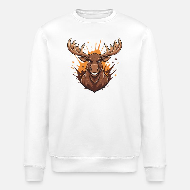 Forest Deer Fire Splash - Stanley/Stella ROLLER Unisex Organic Sweatshirt - white