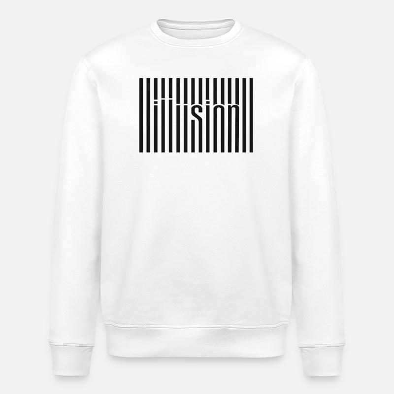 Art textuel du code-barres d’illusion - Sweat bio ROLLER Stanley/Stella Unisexe - blanc