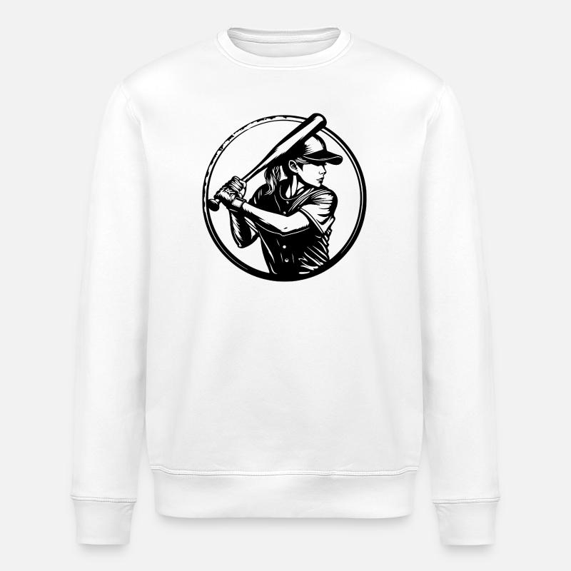 Baseball Frau Silhouette - Stanley/Stella Unisex Bio-Sweatshirt ROLLER - Weiß