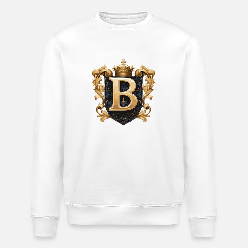 B Lettre Nom Couronne - Sweat bio ROLLER Stanley/Stella Unisexe - blanc