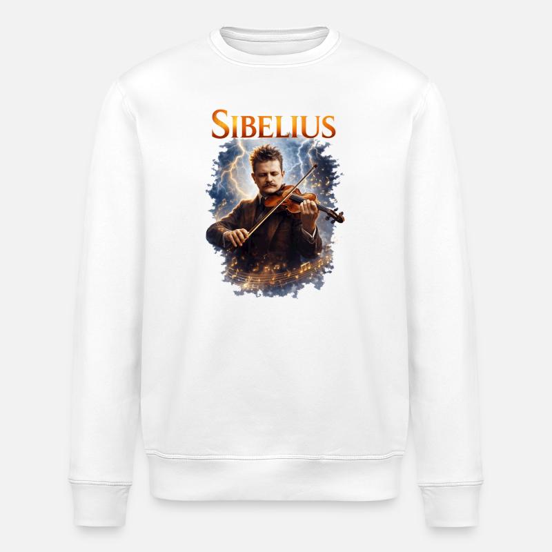 Sibelius Violin in Lightning - Stanley/Stella ROLLER Unisex Organic Sweatshirt - white