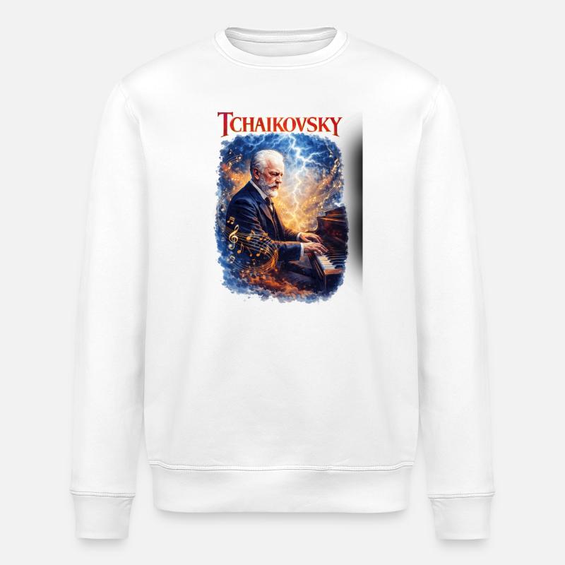 Tchaikovsky Feuerklang Klavier - Stanley/Stella Unisex Bio-Sweatshirt ROLLER - Weiß