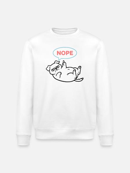 Mops Hund Comic Bunt Outline - Stanley/Stella Unisex Bio-Sweatshirt ROLLER - Weiß