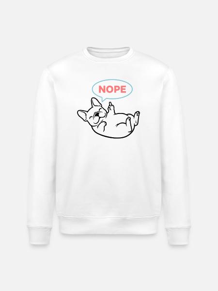 Frenchie Hund Nope Comic Bunt - Stanley/Stella Unisex Bio-Sweatshirt ROLLER - Weiß
