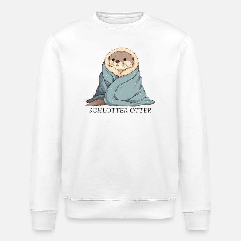 Schlotter Otter im Wintermodus - Stanley/Stella Unisex Bio-Sweatshirt ROLLER - Weiß