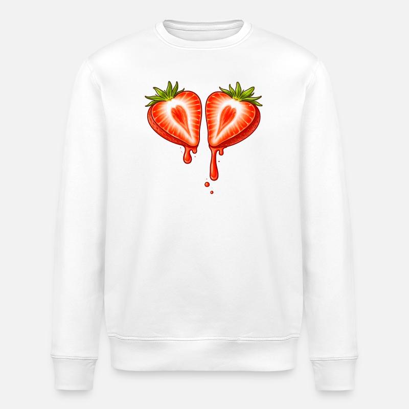 Geteilte Erdbeere mit Herzform  - Stanley/Stella Unisex Bio-Sweatshirt ROLLER - Weiß