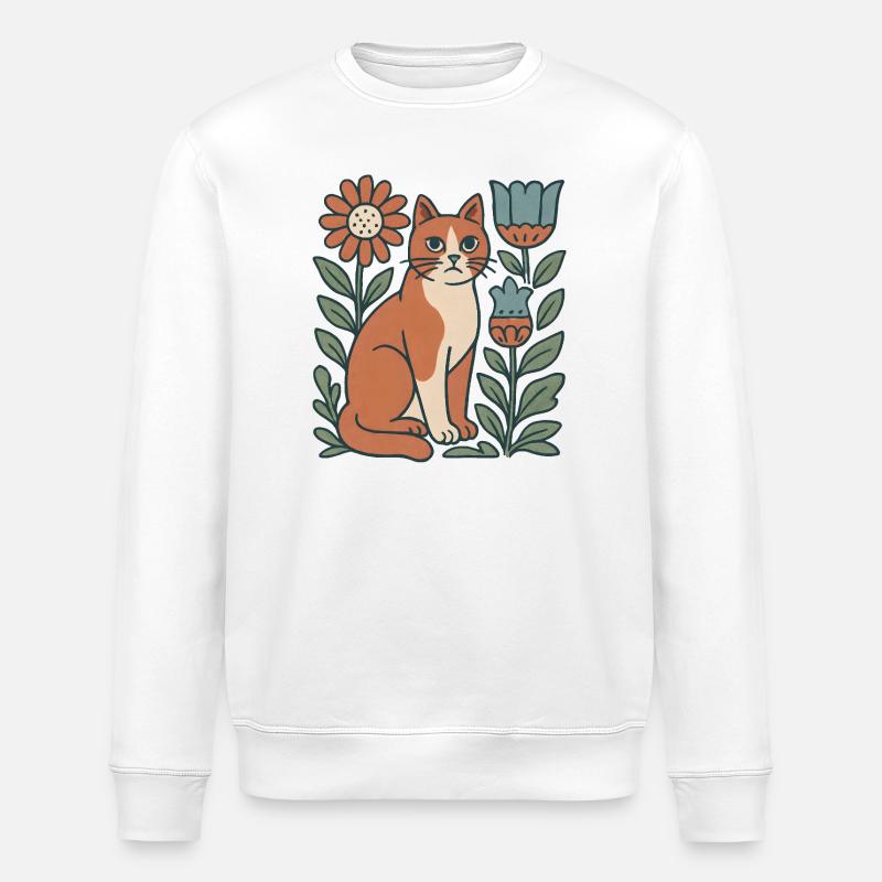 Chat Jardin Fleurs Ami Chat - Sweat bio ROLLER Stanley/Stella Unisexe - blanc