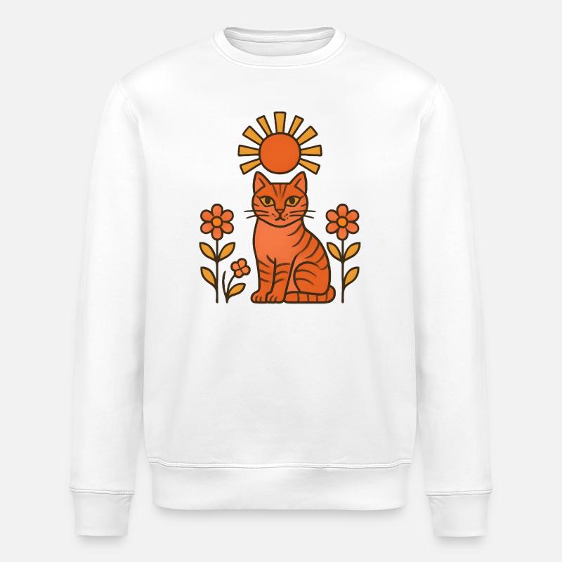 Sonnenkatze im Orangenwald - Stanley/Stella Unisex Bio-Sweatshirt ROLLER - Weiß